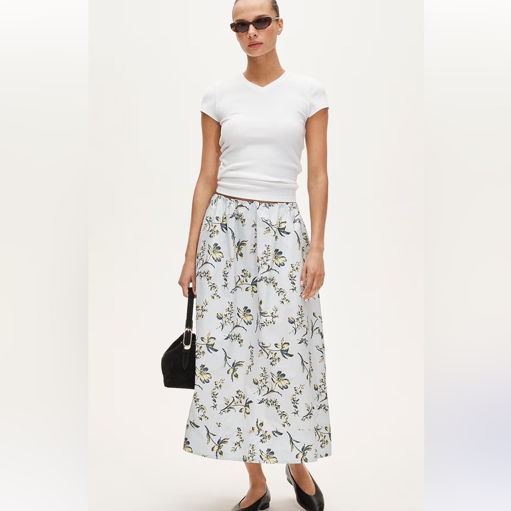 Jcrew Floral Print Maxi Skirt in Light Blue